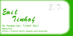 emil tinhof business card